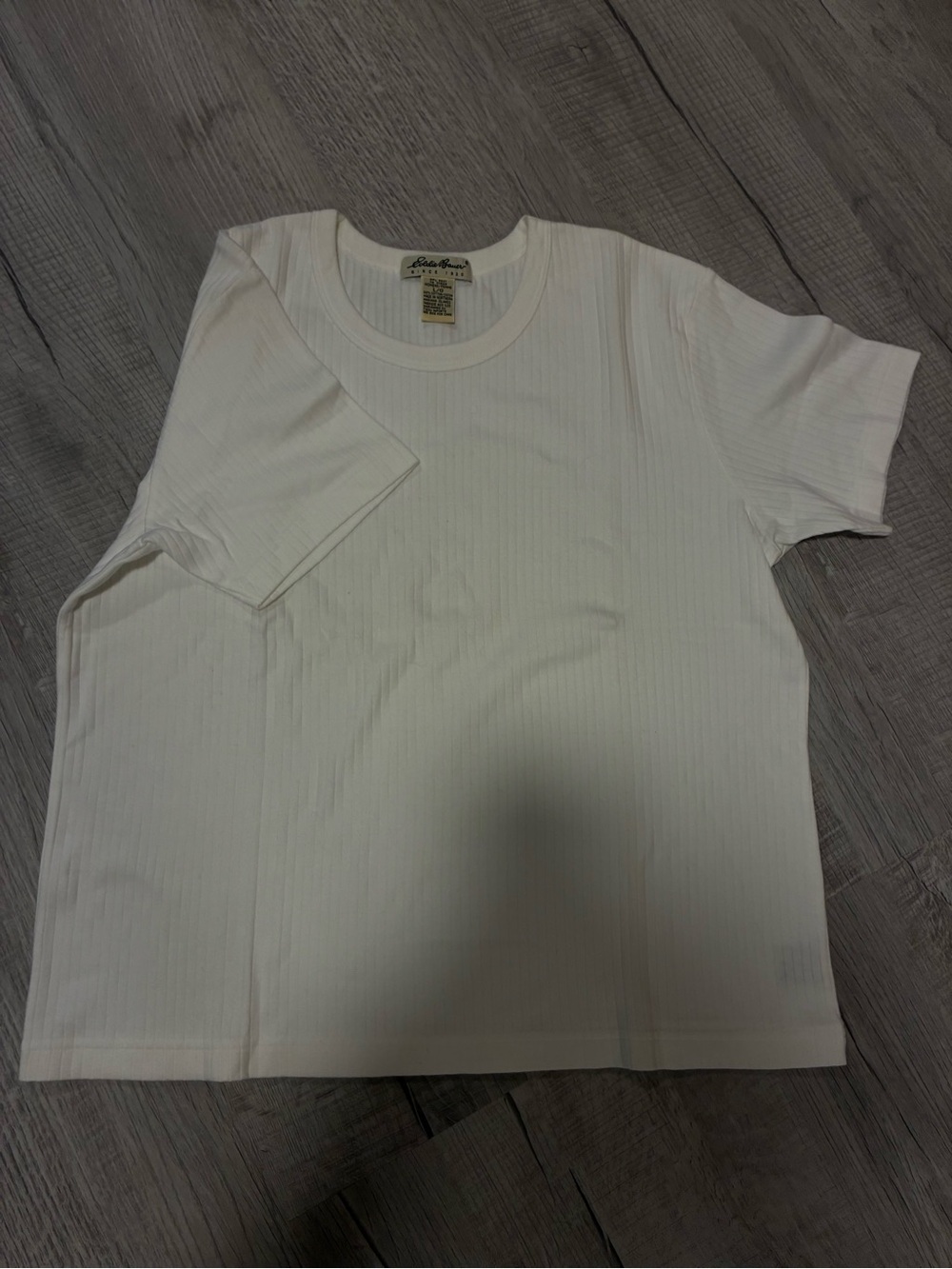 Eddie Bauer Women's Ribbed Crewneck Tee in Ivory White - Picture 2 of 2